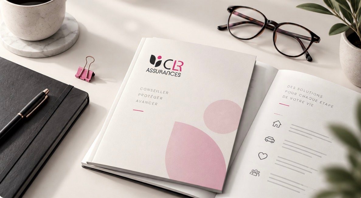 La documentation CLR Assurances, ouverte sur un bureau